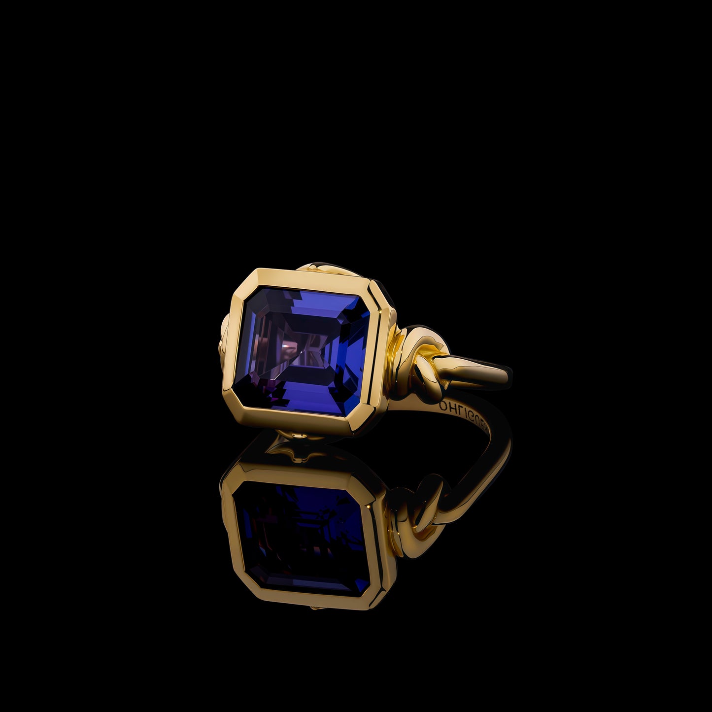 5ct Forget Me Knot Tanzanite ring in 18ct Yellow gold