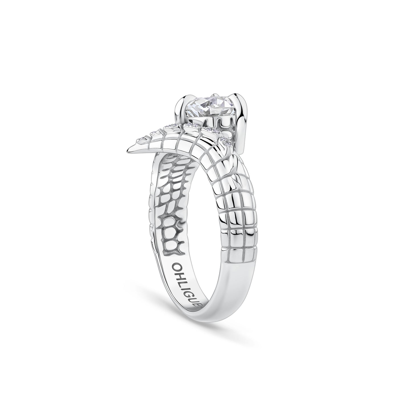 1.23ct Old European Cut Diamond Croc Tail Ring in 18ct White Gold