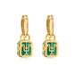 4ct Emerald Drop Earrings with Croc Tail huggies in 18ct yellow gold