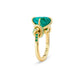 One of a Kind Oval Cut Emerald Forget Me Knot ring with Emeralds in 18ct yellow gold