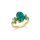 One of a Kind Oval Cut Emerald Forget Me Knot ring with Emeralds in 18ct yellow gold