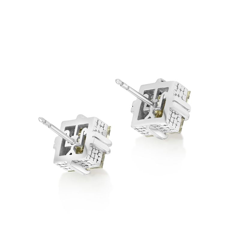 Icon Croc 5.32cts Antique Princess Cut Diamond Stud Earrings in Platinum