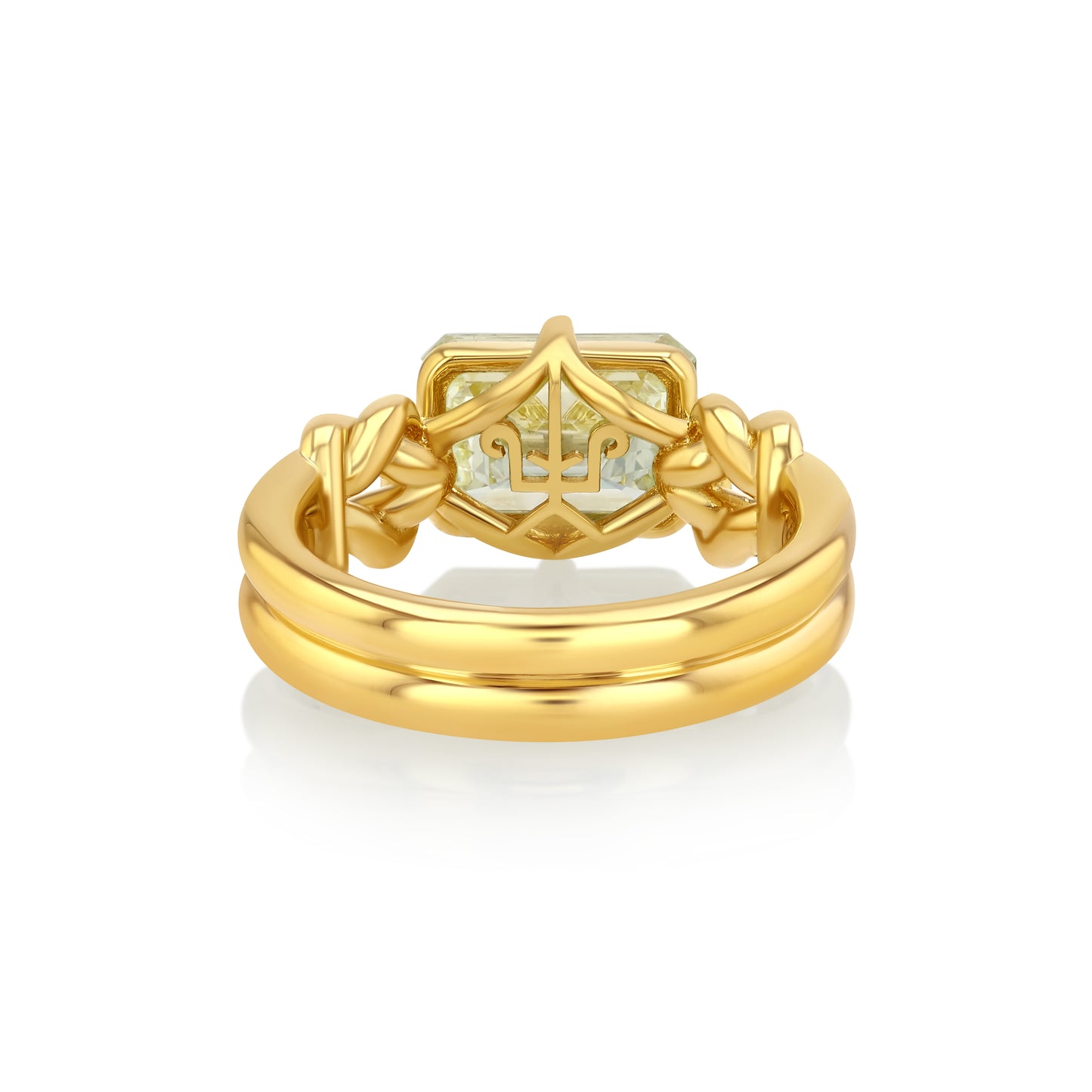 3.02ct Antique Emerald Cut Diamond Reef Knot Ring