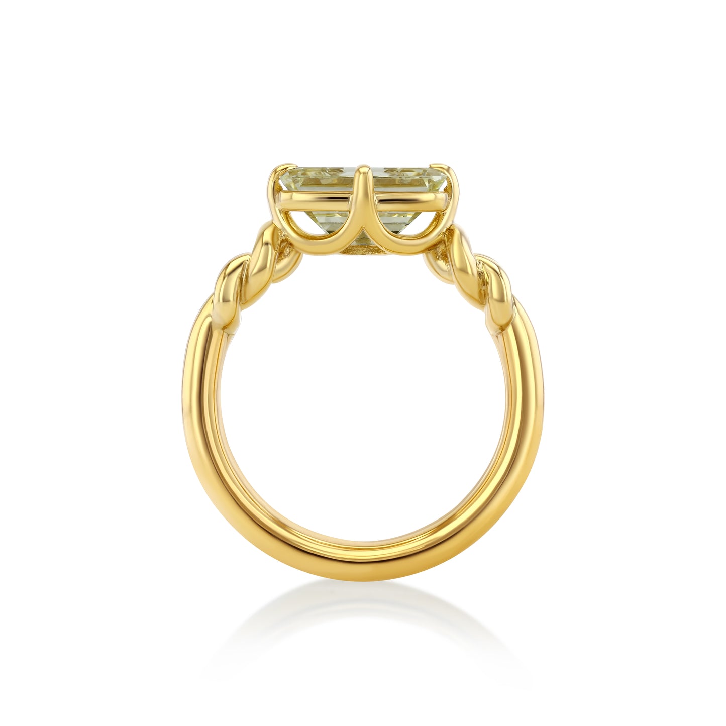 3.02ct Antique Emerald Cut Diamond Reef Knot Ring