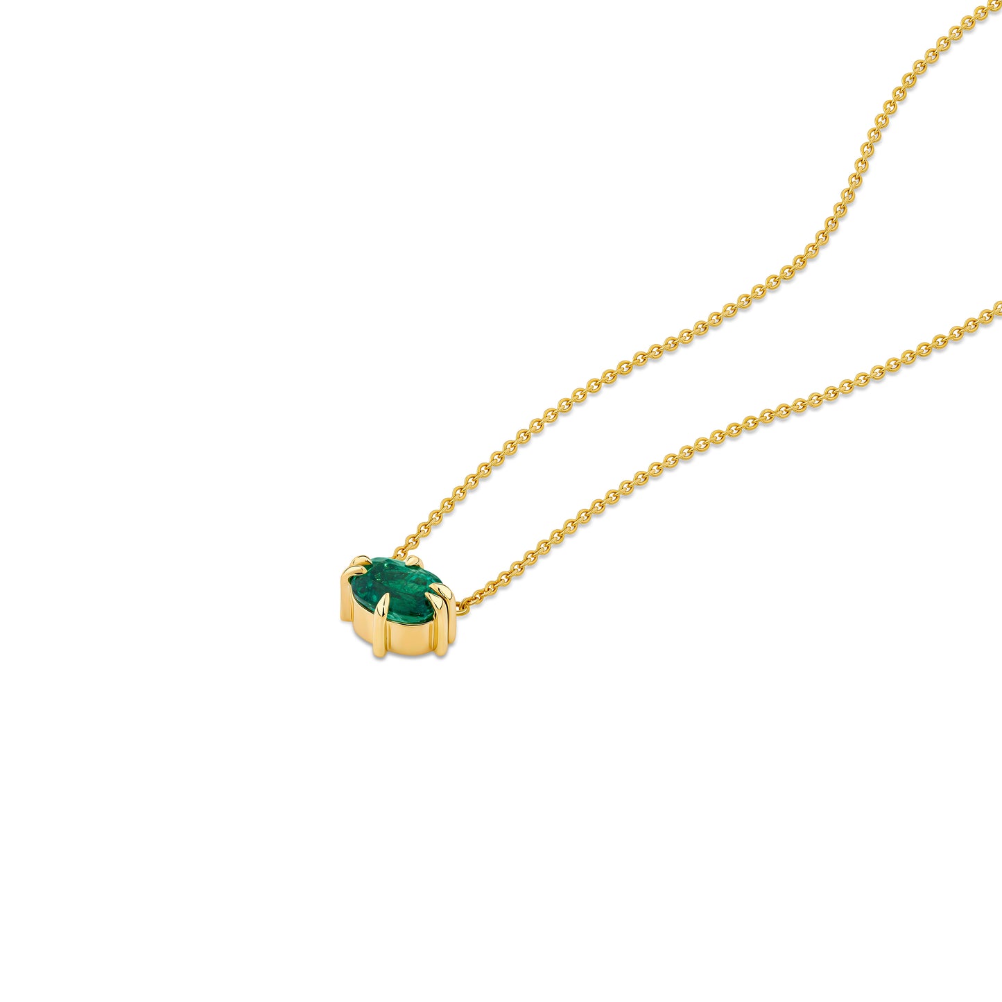 Cushion Cut Emerald Bold Icon Pendant in 18ct Yellow Gold