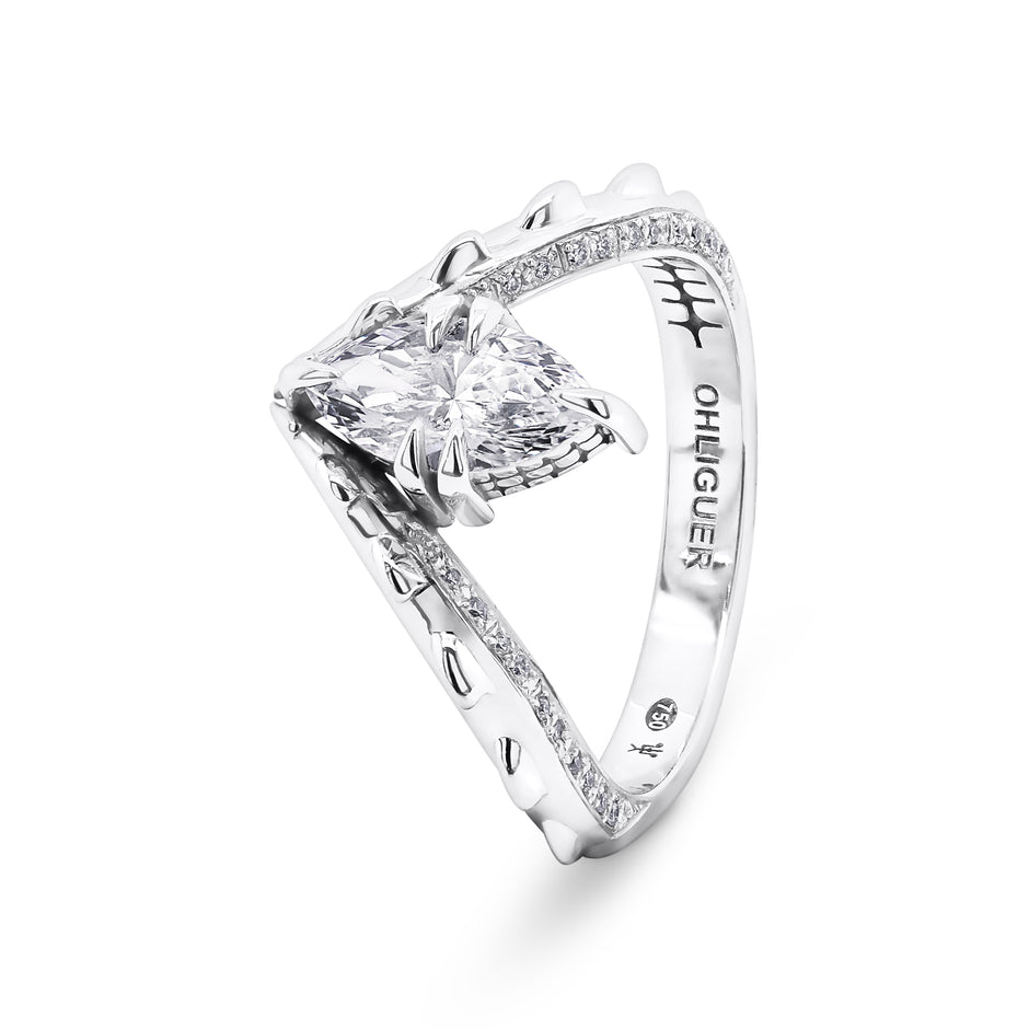 Marquis Cut Diamond Croc Tail Deep V set in 18ct White Gold