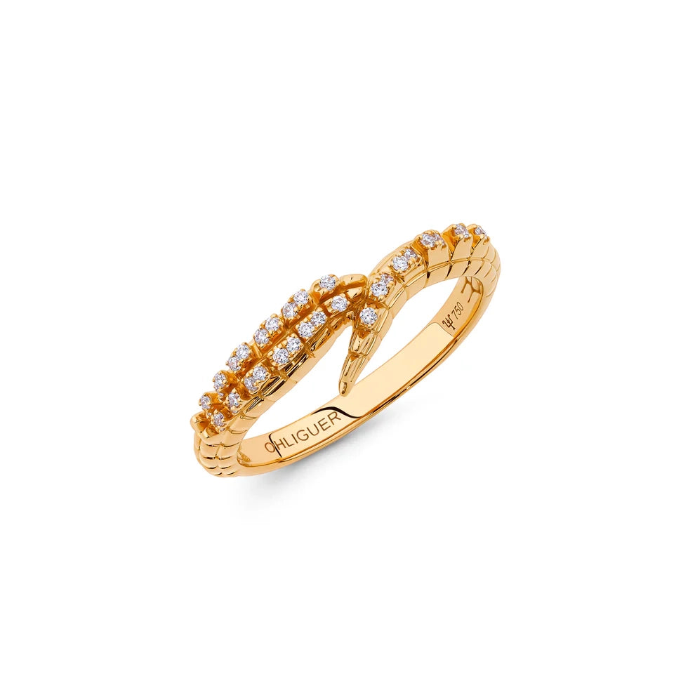 Croc Tail Ring Skinny in 18ct Rose Gold & Diamonds