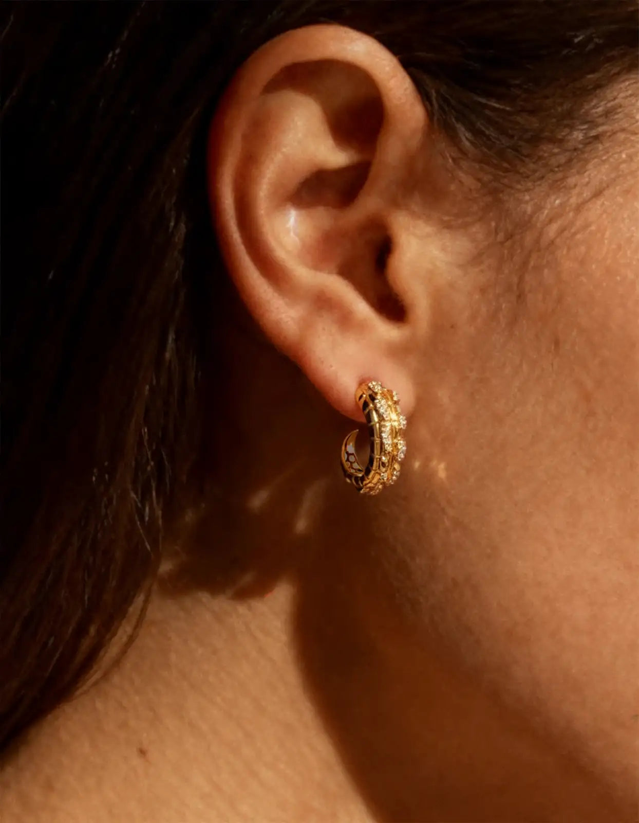 Croc Tail hoops in 18ct Yellow Gold with Yellow Diamonds