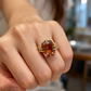One of a Kind Reef Knot and Peach Tourmaline ring in 18ct Yellow Gold