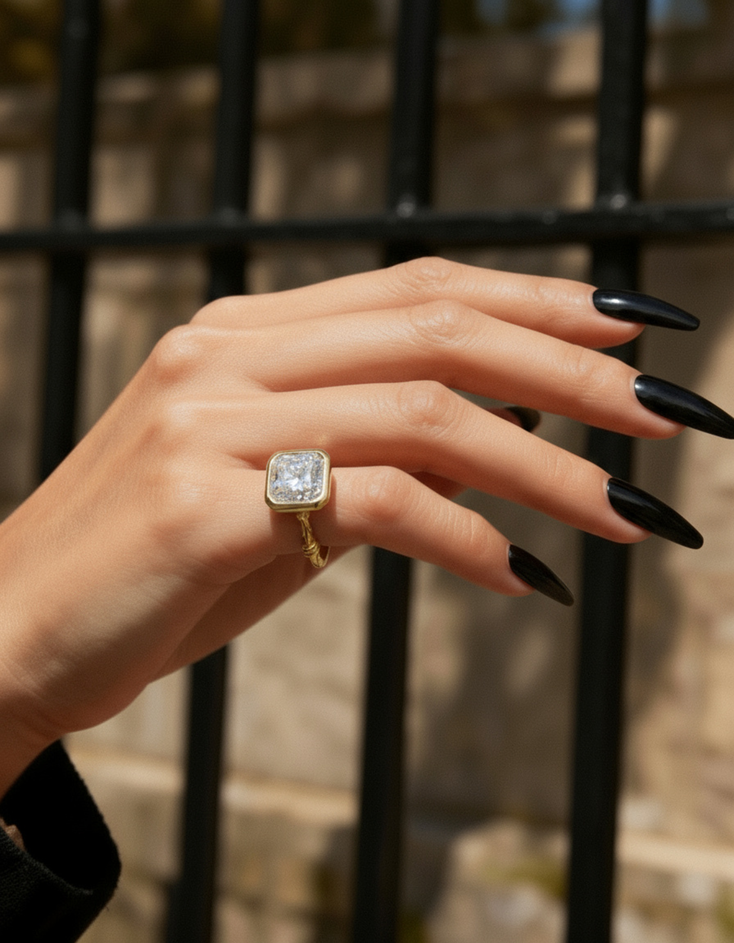 Forget Me Knot Cushion Cut Diamond ring in 18ct Yellow Gold