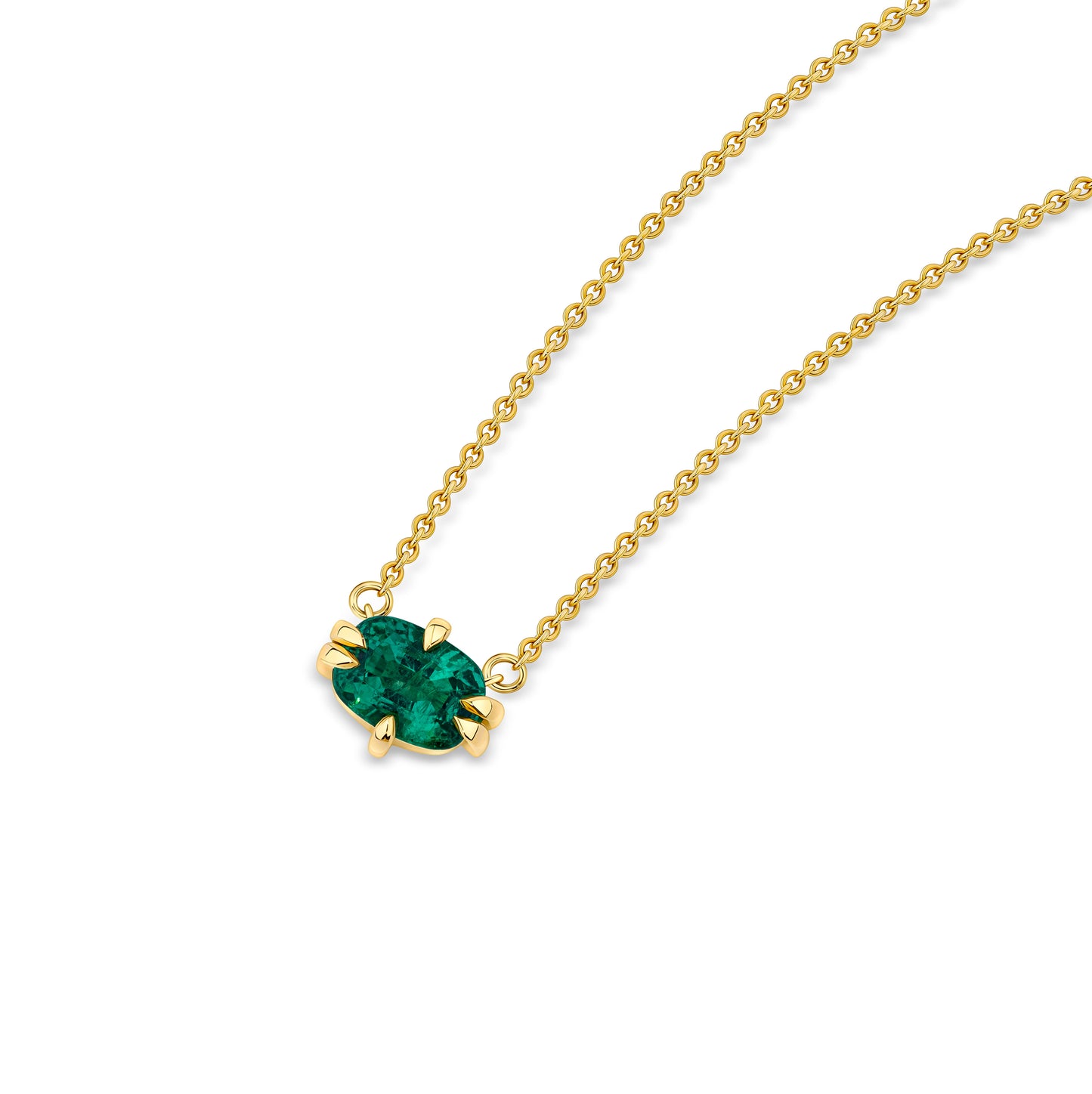Cushion Cut Emerald Bold Icon Pendant in 18ct Yellow Gold