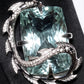 One of a Kind 30ct Aquamarine Croc Brooch Pendant in 18ct white gold