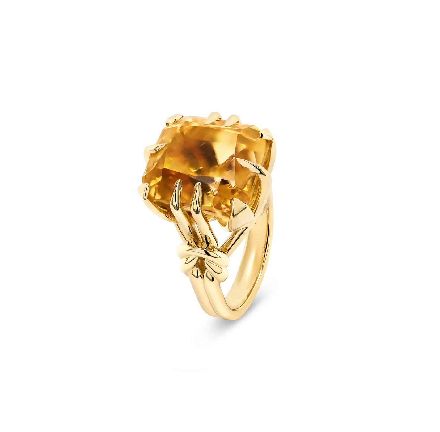 10ct Forget Me Knot Ring with Golden Citrine and diamonds