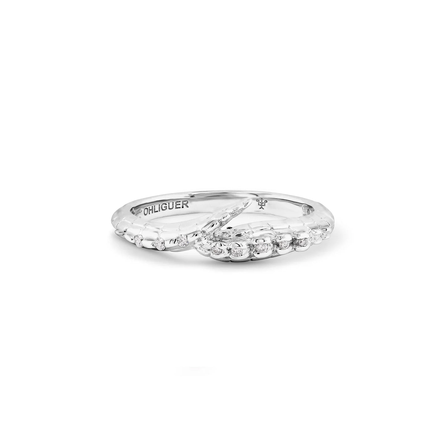 Croc Tail Ring Slender in 18ct White Gold & Diamonds