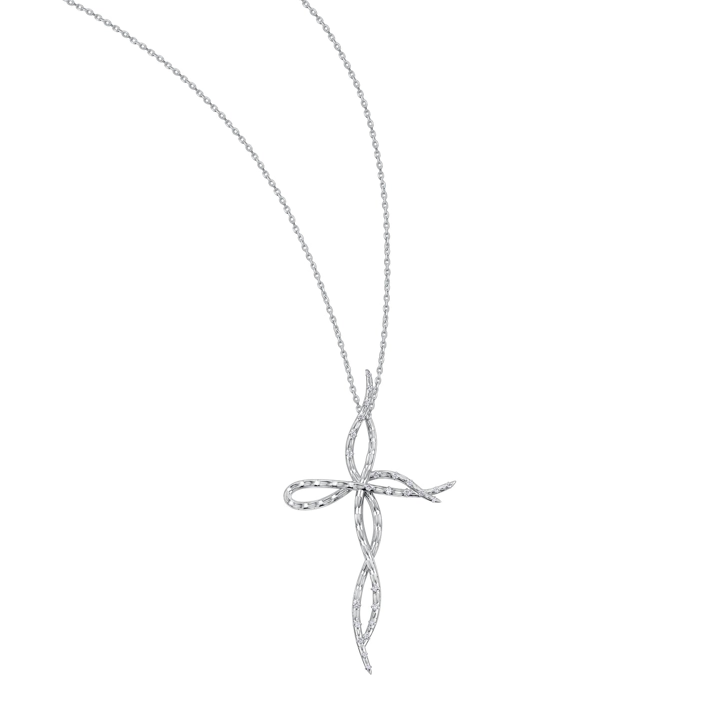 Cathedral Croc Cross in 18ct white gold and diamonds