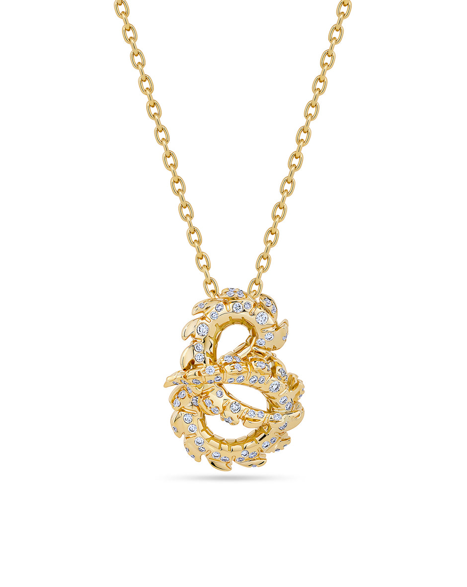 Lover's Croc Tail Necklace  in Diamonds and 18ct Yellow Gold