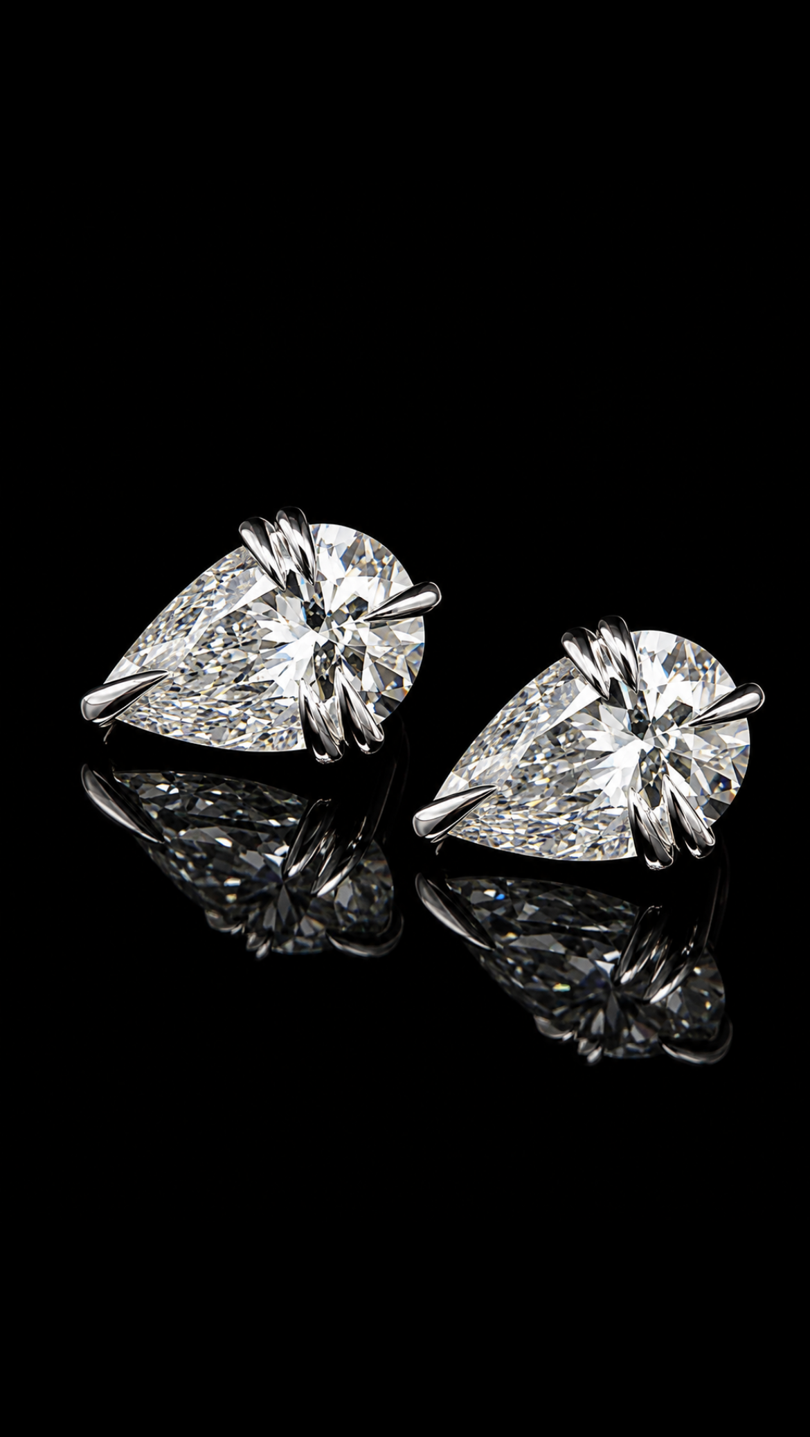 Icon Croc Pear Cut Diamond Stud Earrings in 18ct White Gold