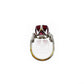 Forget Me Knot Emerald Cut Rubelite ring in platinum and diamonds
