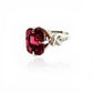 Forget Me Knot Emerald Cut Rubelite ring in platinum and diamonds
