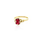 Oval Cut Ruby in  Reef Knot ring in 18ct Yellow Gold