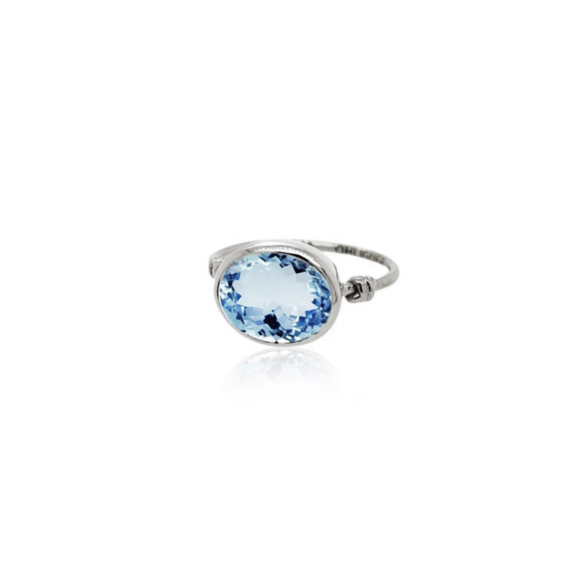 Love Knot ring in Blue Topaz and 18ct White gold