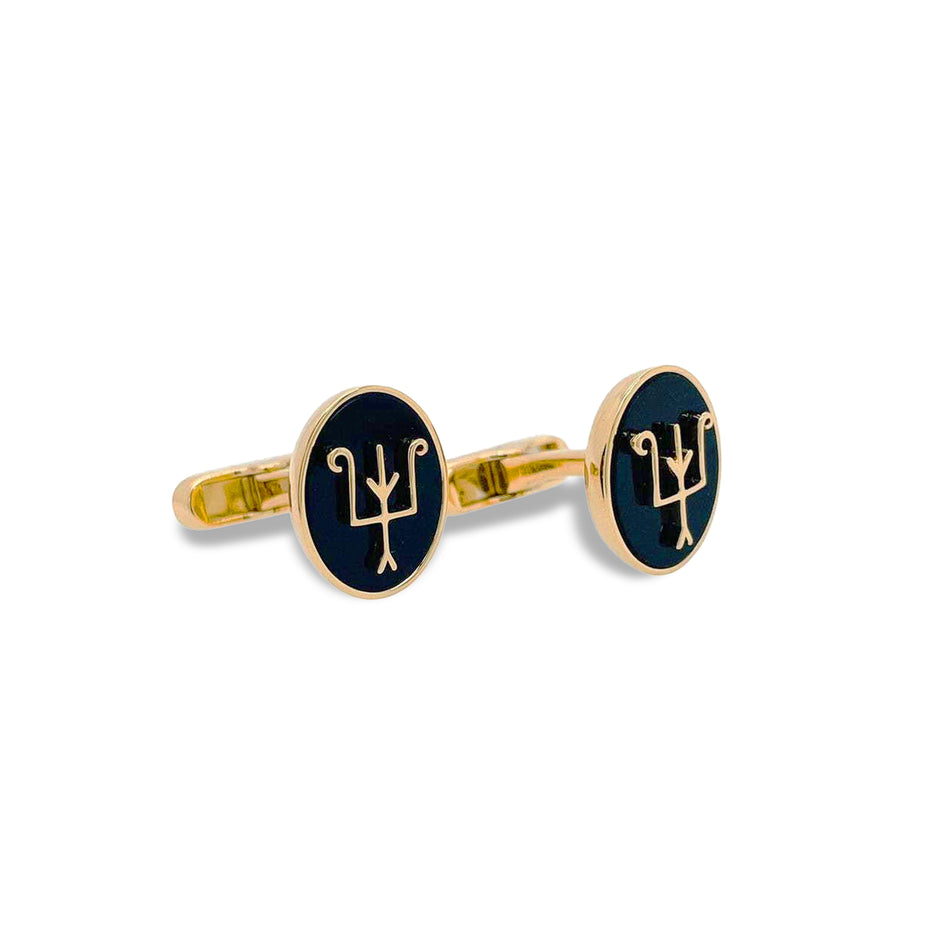 Namesake Cufflinks with Onyx and 18ct Yellow Gold