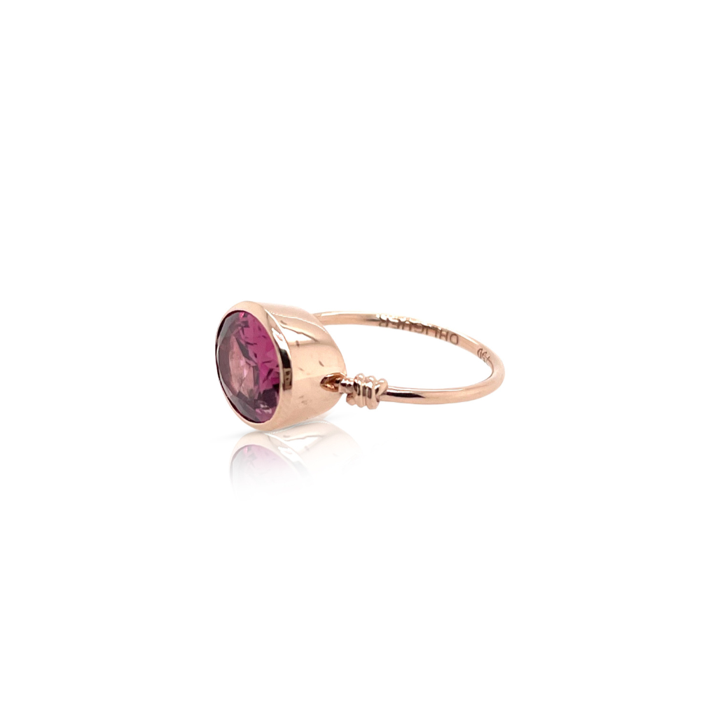 Love Knot ring in Pink Tourmaline and 18ct Rose gold