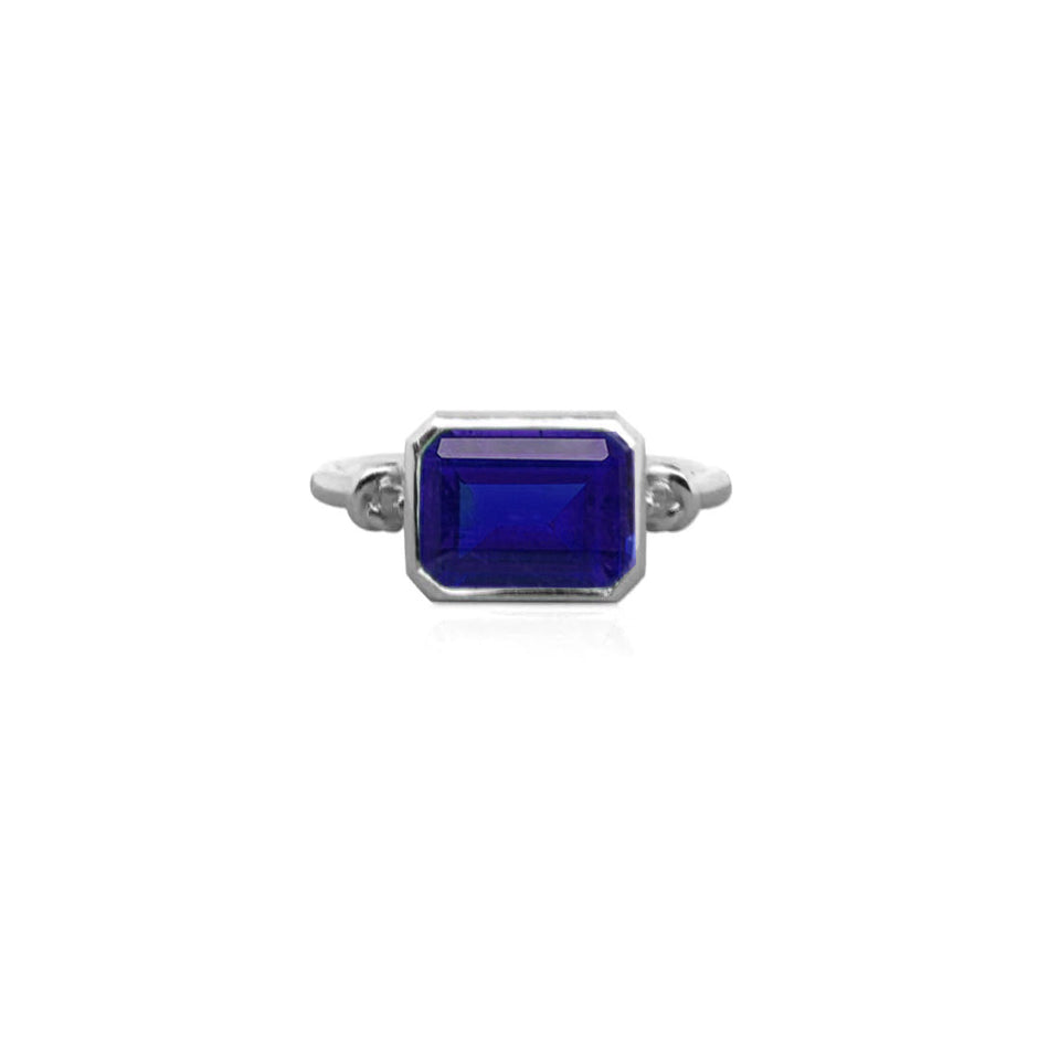 Forget Me Knot Ring with Blue Sapphire & 18ct White Gold