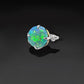 One of a Kind Galactic Forget Me Knot in Australian Black Opal Ring with diamonds